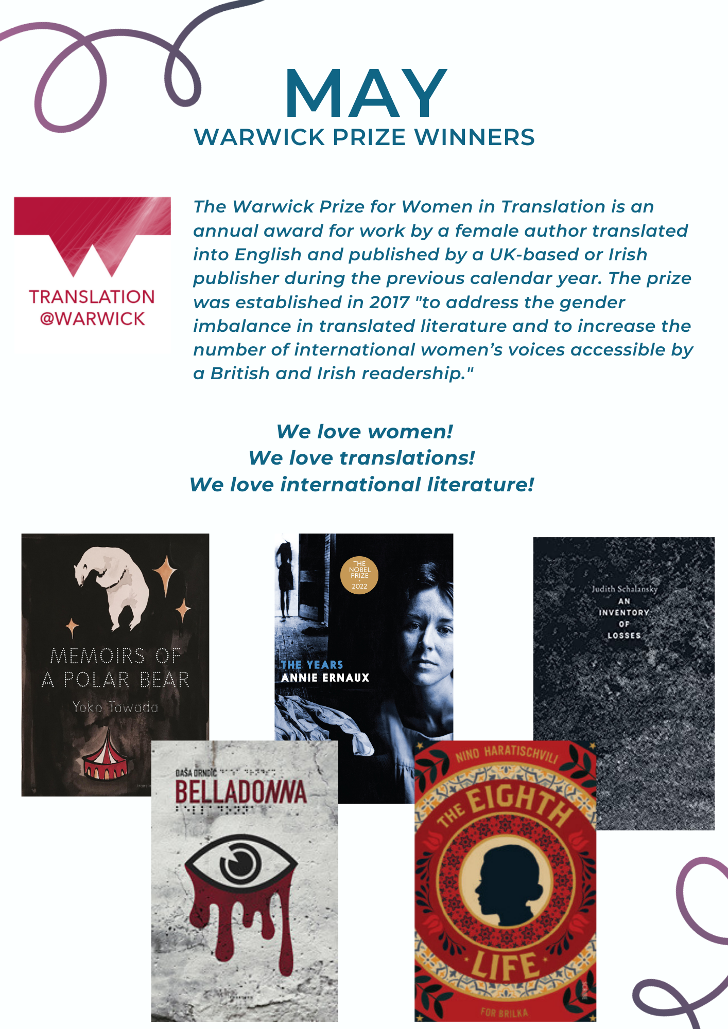 May: Warwick Prize winners